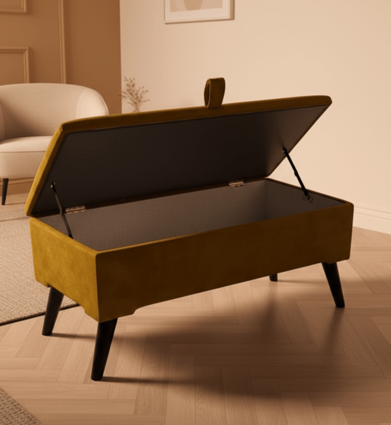 Multi-Purpose Velvet Storage Bench for UK Homes - ISTOOLS