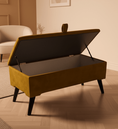 Multi-Purpose Velvet Storage Bench for UK Homes - ISTOOLS