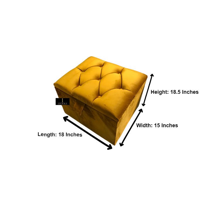 Mustard Gold Small Storage Box | Small Gold Footrest UK | Gold Ottoman Stool with Storage - ISTOOLS