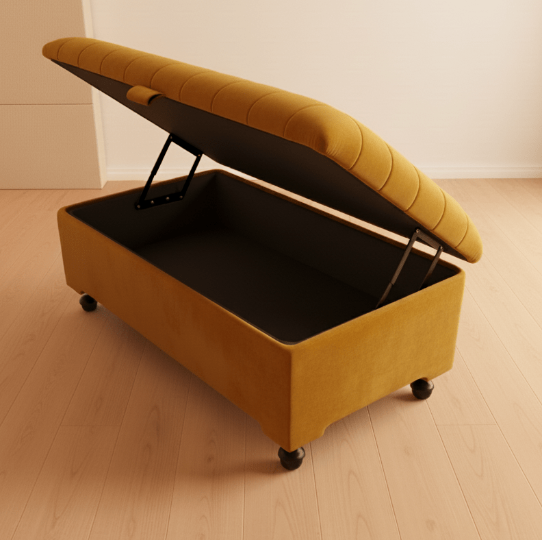 Luxury mustard velvet bench for UK home interiors  - ISTOOLS