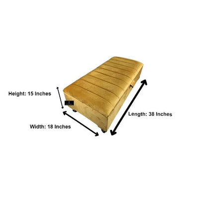 Mustard Gold Storage Bench | Mustard Yellow Velvet Footstool - ISTOOLS