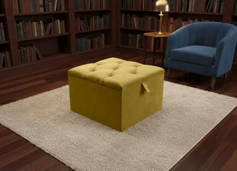 Mustard Gold Velvet Storage Ottoman – Stylish UK Footrest with Hidden Storage - ISTOOLS