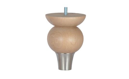 Natural Wood Round Bun Foot with Silver Cap - ISTOOLS