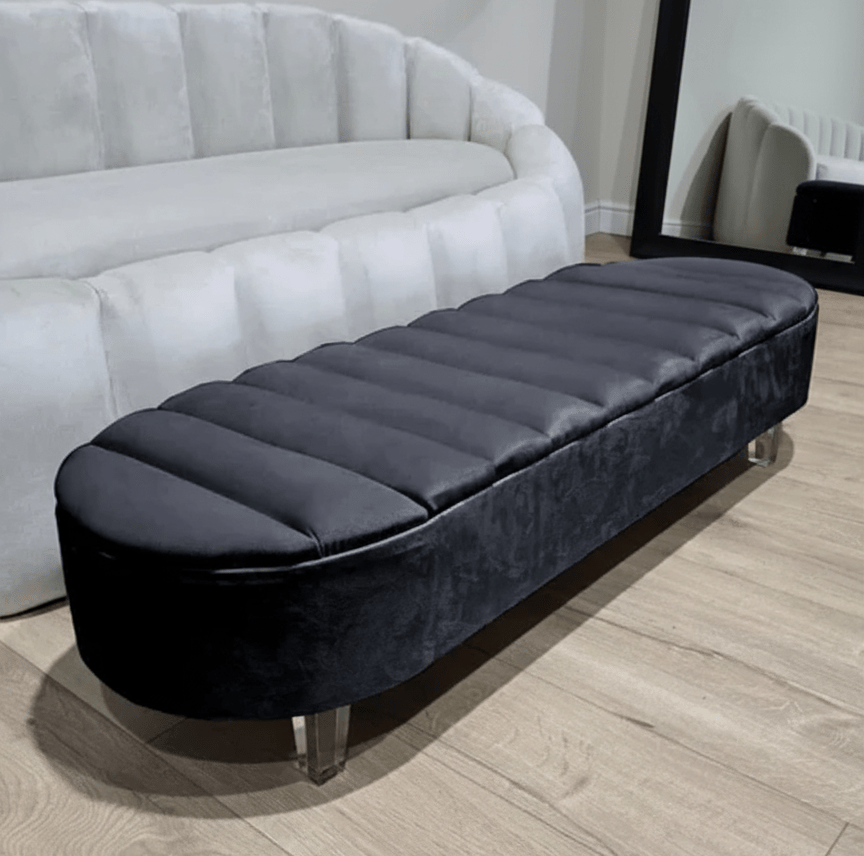 Multi-Functional Storage Bench in Black – Coffee Table and Footstool Combo - ISTOOLS