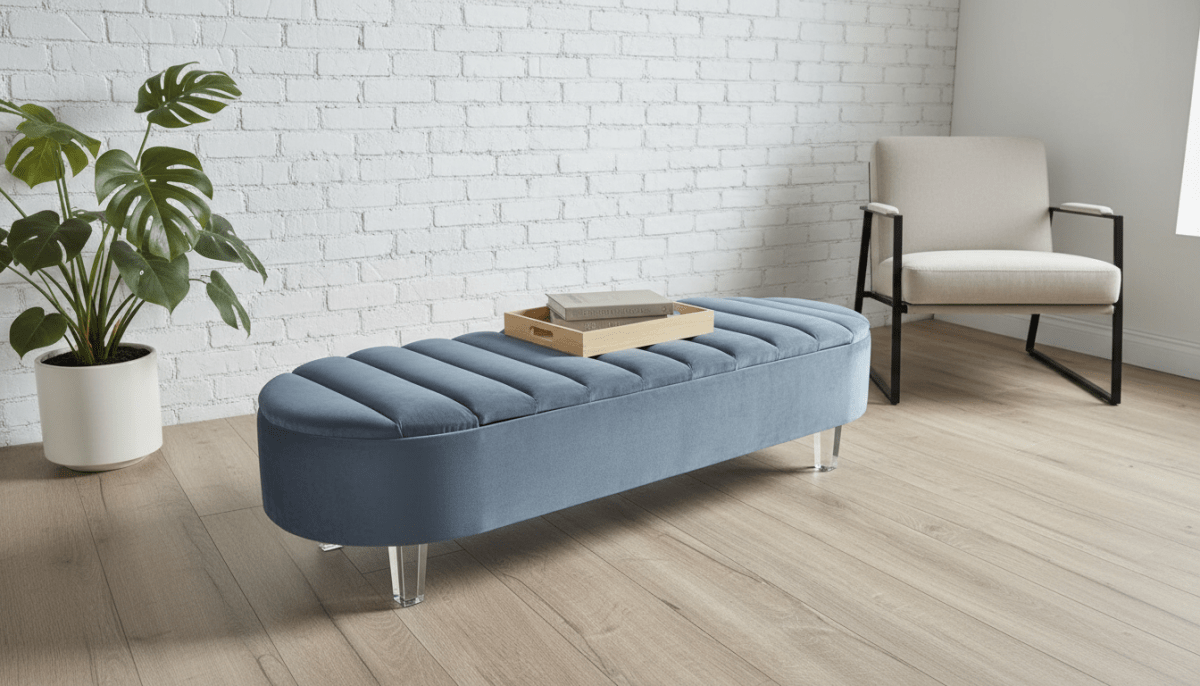 Olivia Grey Storage Ottoman Coffee Table Bench – UK Handmade Multi - Functional Seat - ISTOOLS