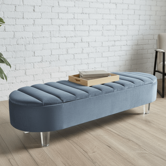 Olivia Grey Storage Ottoman Coffee Table Bench – UK Handmade Multi - Functional Seat - ISTOOLS