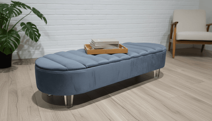 Olivia Grey Storage Ottoman Coffee Table Bench – UK Handmade Multi - Functional Seat - ISTOOLS