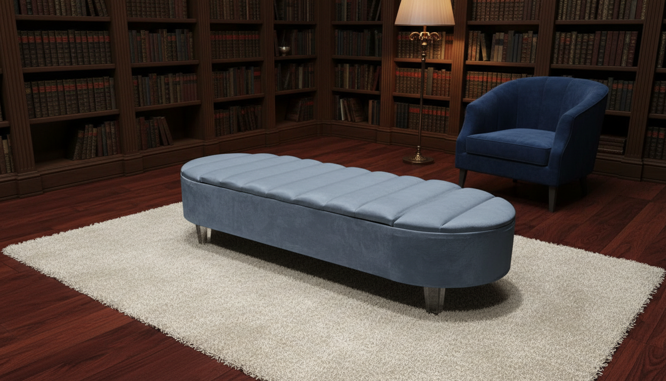 Olivia Grey Storage Ottoman Coffee Table Bench in modern living room, UK handmade, multi-functional storage and seating - ISTOOLS