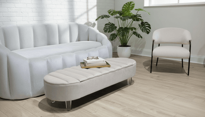 Olivia Light Cream Storage Ottoman Coffee Table Bench – UK Handmade Multi - Functional Seat - ISTOOLS