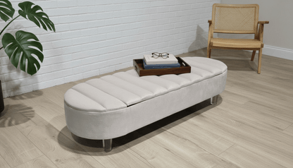 Olivia Light Cream Storage Ottoman Coffee Table Bench – UK Handmade Multi - Functional Seat - ISTOOLS