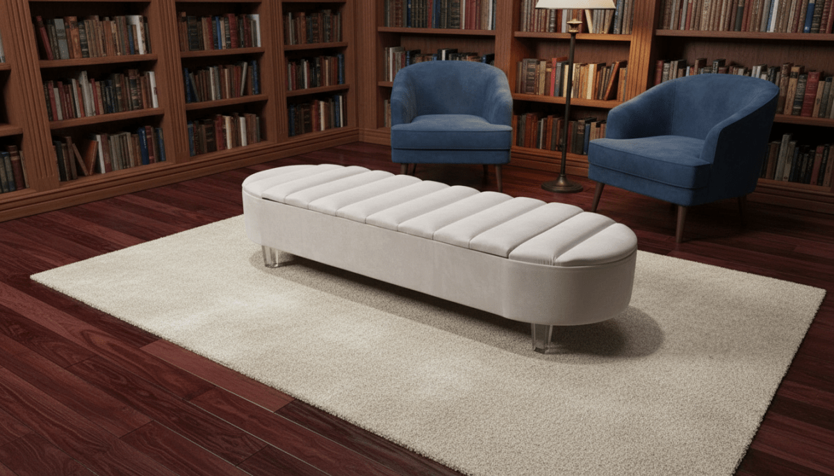 Olivia Light Cream Storage Ottoman Coffee Table Bench – UK Handmade Multi - Functional Seat - ISTOOLS