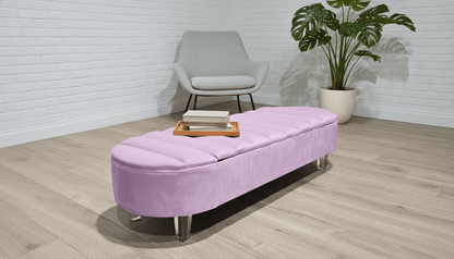 Olivia Pink Storage Ottoman Coffee Table Bench – UK Handmade Multi - Functional Seat - ISTOOLS