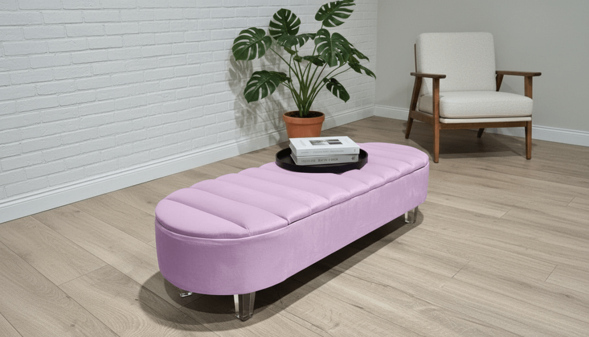 Olivia Pink Storage Ottoman Coffee Table Bench – UK Handmade Multi - Functional Seat - ISTOOLS