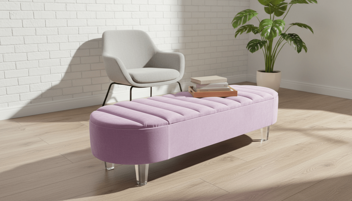Olivia Pink Storage Ottoman Coffee Table Bench – UK Handmade Multi - Functional Seat - ISTOOLS