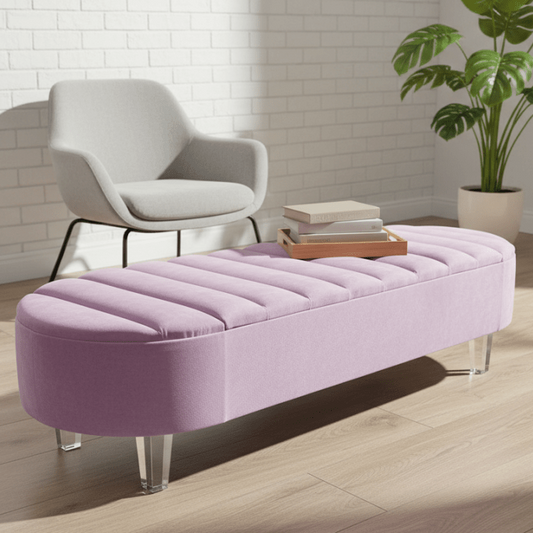 Olivia Pink Storage Ottoman Coffee Table Bench – UK Handmade Multi - Functional Seat - ISTOOLS