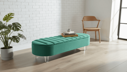 Olivia Teal Green Storage Ottoman Coffee Table Bench – UK Handmade Multi - Functional Seat - ISTOOLS
