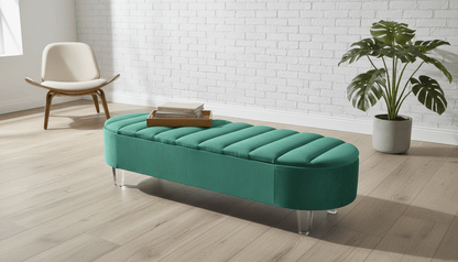 Olivia Teal Green Storage Ottoman Coffee Table Bench – UK Handmade Multi - Functional Seat - ISTOOLS