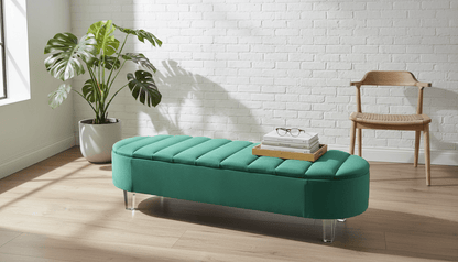 Olivia Teal Green Storage Ottoman Coffee Table Bench – UK Handmade Multi - Functional Seat - ISTOOLS