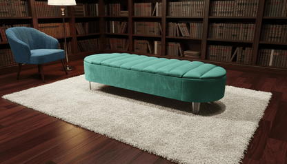 Olivia Teal Green Storage Ottoman Coffee Table Bench – UK Handmade Multi - Functional Seat - ISTOOLS