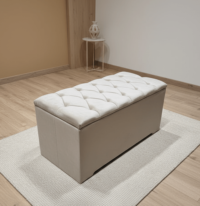 Ottoman end of bed deep storage box chesterfield lid - ISTOOLS