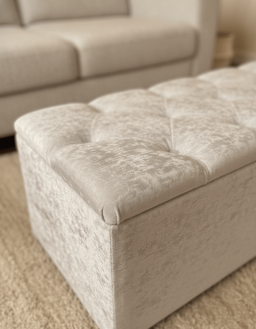 Ottoman Storage | Large Silver Ottoman Bedroom seat - ISTOOLS