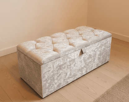 Ottoman Storage | Large Silver Ottoman Bedroom seat - ISTOOLS