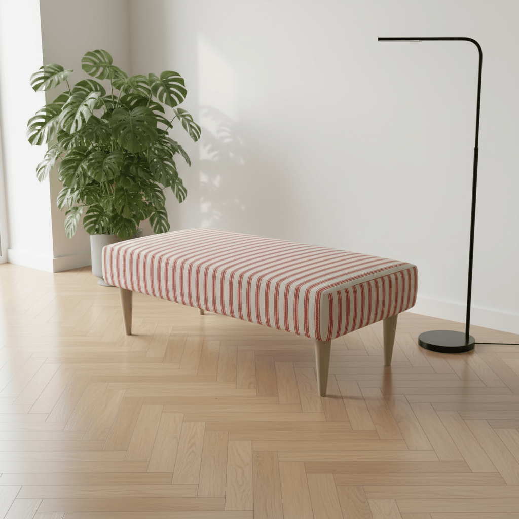 Painterly Collection Long Footstool – Designer Abstract Upholstered Bench for Modern UK Homes - ISTOOLS