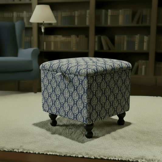 Painterly Collection Square Storage Ottoman – Handcrafted Designer Fabric Footstool & Coffee Table - ISTOOLS