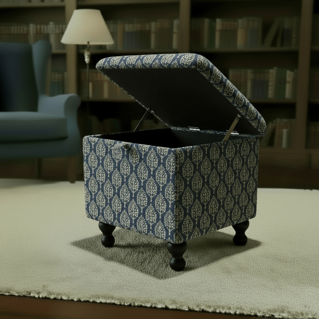 Painterly Collection Square Storage Ottoman – Handcrafted Designer Fabric Footstool & Coffee Table - ISTOOLS