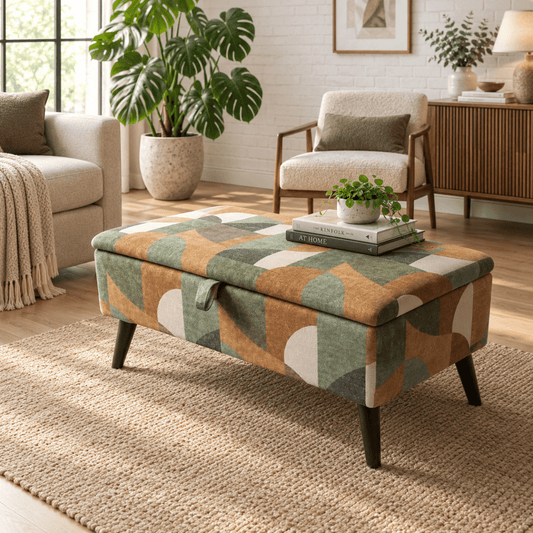 Painterly Rectangular Storage Ottoman – Designer Accent Furniture - ISTOOLS