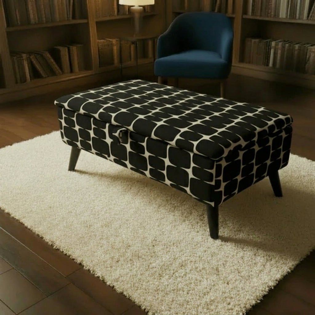 Patterned Fabric Ottoman Storage Bench – Multi-Purpose Footstool & Seat with Hidden Storage - ISTOOLS