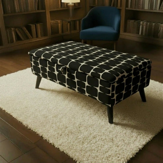 Patterned Fabric Ottoman Storage Bench – Multi-Purpose Footstool & Seat with Hidden Storage - ISTOOLS