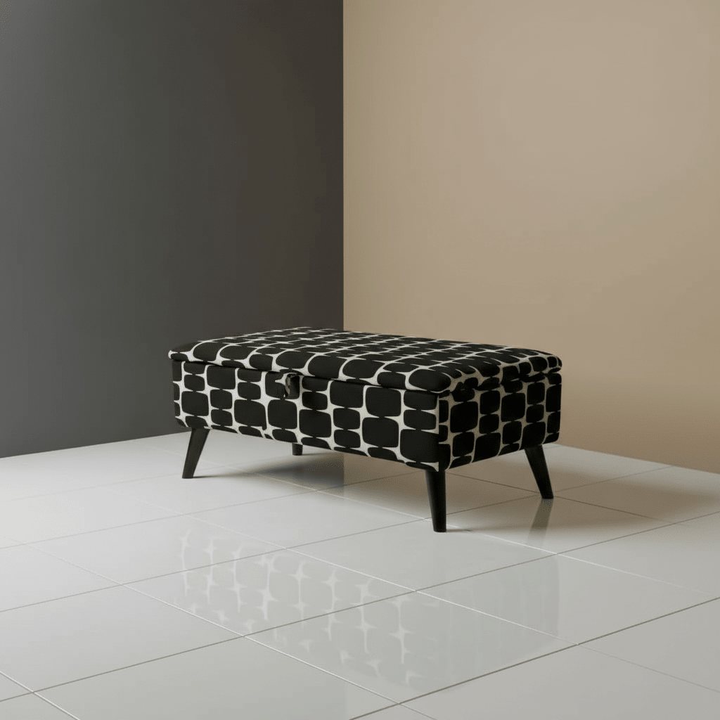 Patterned Fabric Ottoman Storage Bench – Multi - Purpose Footstool & Seat with Hidden Storage - ISTOOLS