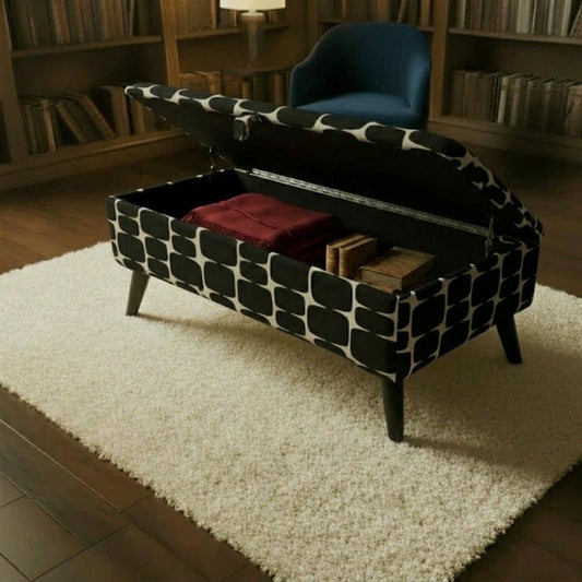 Patterned Fabric Ottoman Storage Bench – Multi-Purpose Footstool & Seat with Hidden Storage - ISTOOLS