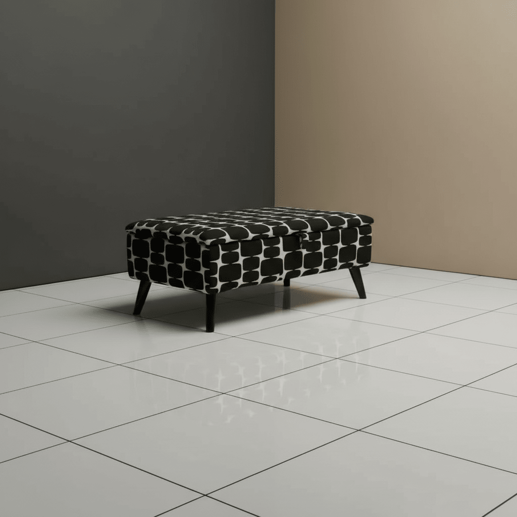 Patterned Fabric Ottoman Storage Bench – Multi - Purpose Footstool & Seat with Hidden Storage - ISTOOLS