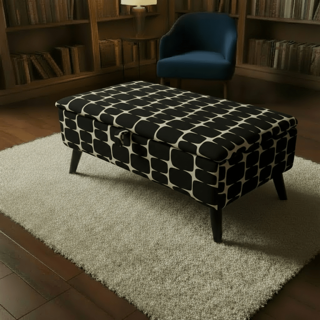 Patterned Fabric Ottoman Storage Bench – Multi - Purpose Footstool & Seat with Hidden Storage - ISTOOLS