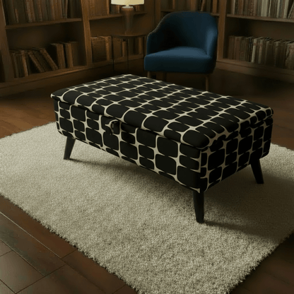 Patterned Fabric Ottoman Storage Bench – Multi - Purpose Footstool & Seat with Hidden Storage - ISTOOLS