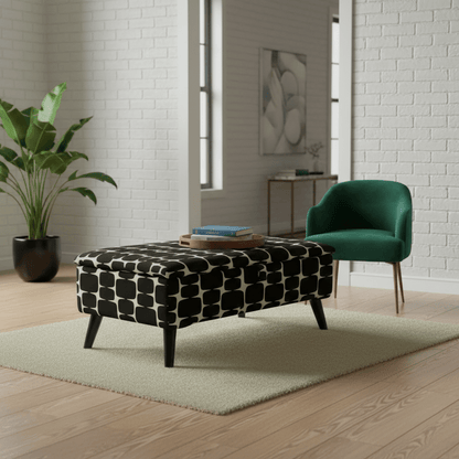 Patterned Fabric Ottoman Storage Bench – Multi - Purpose Footstool & Seat with Hidden Storage - ISTOOLS