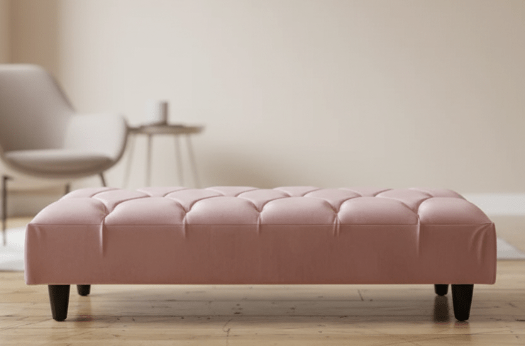 Pink Chesterfield Footstool | Pink Velvet Ottoman Bench | Pink Buttoned Footstool - ISTOOLS