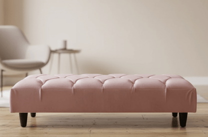 Pink Chesterfield Footstool | Pink Velvet Ottoman Bench | Pink Buttoned Footstool - ISTOOLS