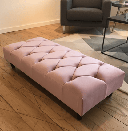 Pink Chesterfield Footstool | Pink Velvet Ottoman Bench | Pink Buttoned Footstool - ISTOOLS