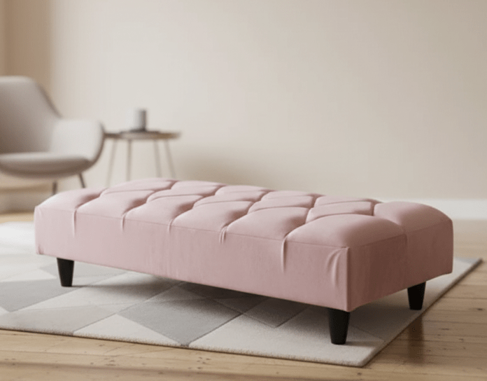 Pink Chesterfield Footstool | Pink Velvet Ottoman Bench | Pink Buttoned Footstool - ISTOOLS