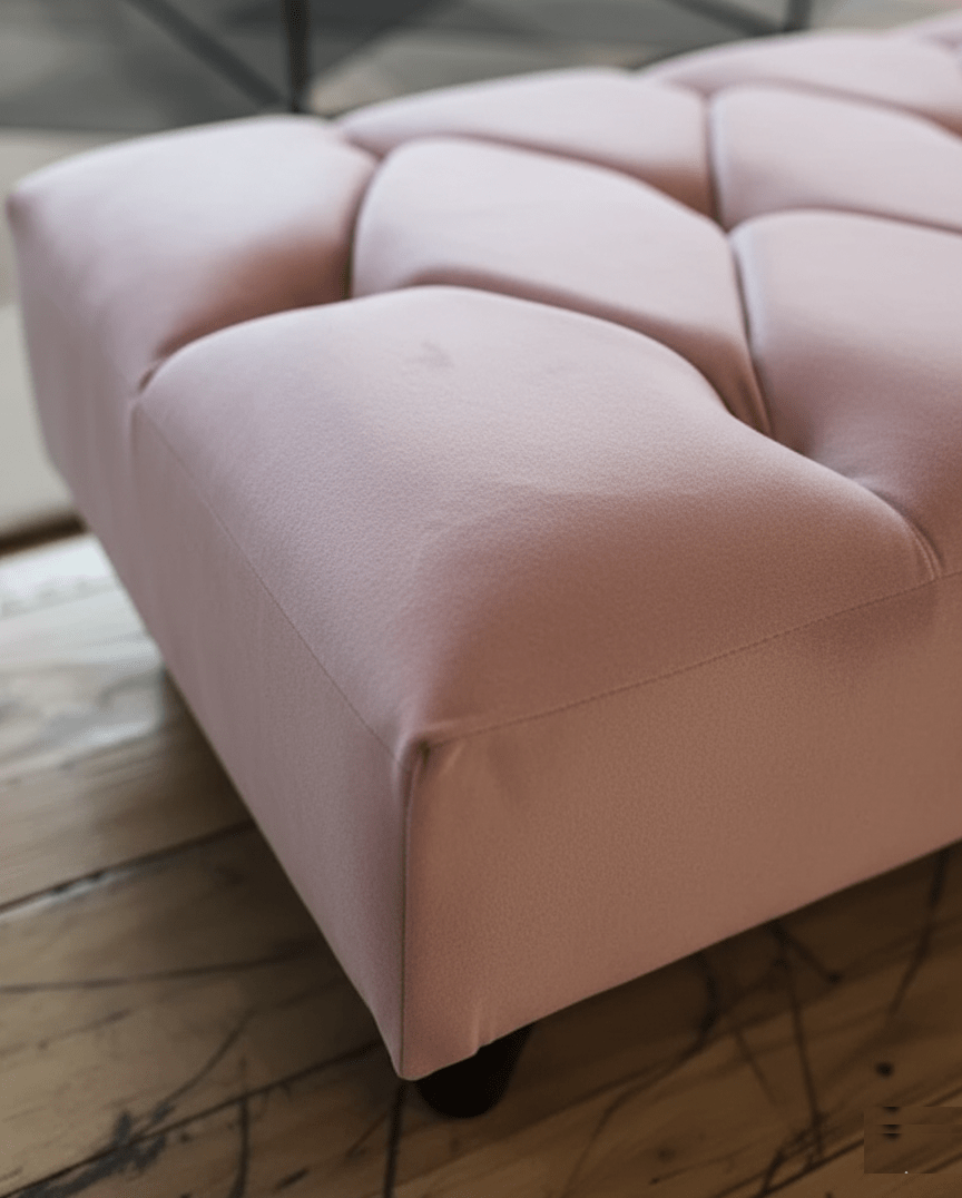Pink Chesterfield Footstool | Pink Velvet Ottoman Bench | Pink Buttoned Footstool - ISTOOLS