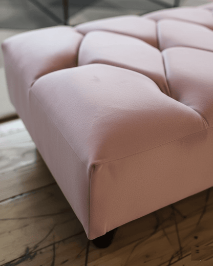 Pink Chesterfield Footstool | Pink Velvet Ottoman Bench | Pink Buttoned Footstool - ISTOOLS