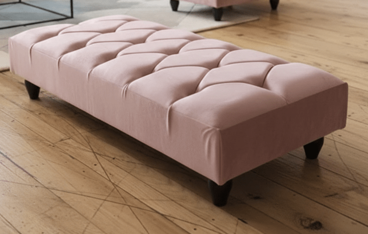 Pink Chesterfield Footstool | Pink Velvet Ottoman Bench | Pink Buttoned Footstool - ISTOOLS