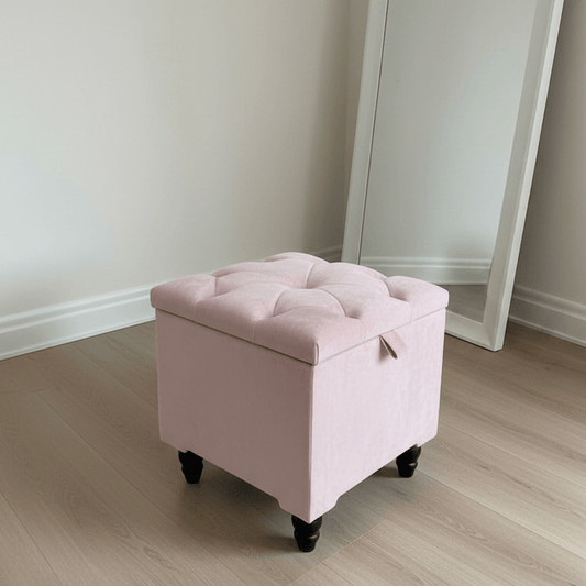 Pink Small Storage Box | Small Pink Footstools UK | Pink Ottoman Storage Stool - ISTOOLS