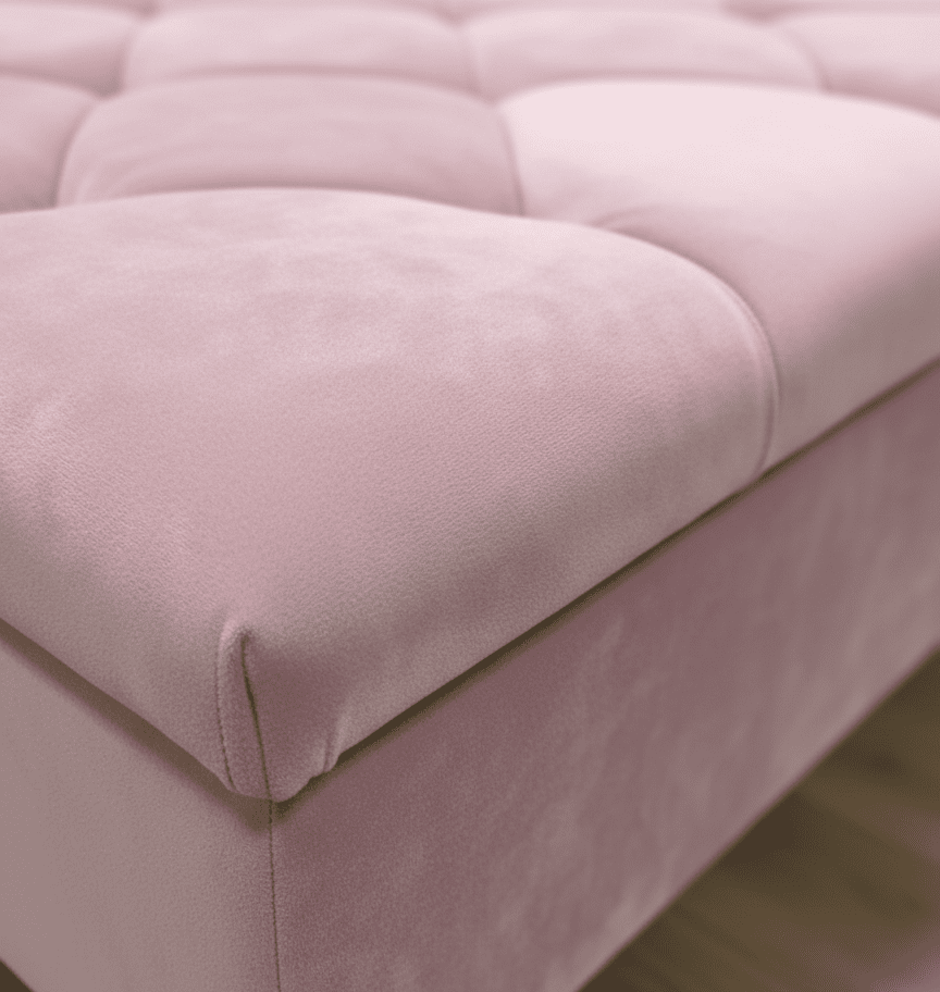 Pink Square Ottoman Storage Footstool – Comfortable Buttoned Seat for Living Room - ISTOOLS