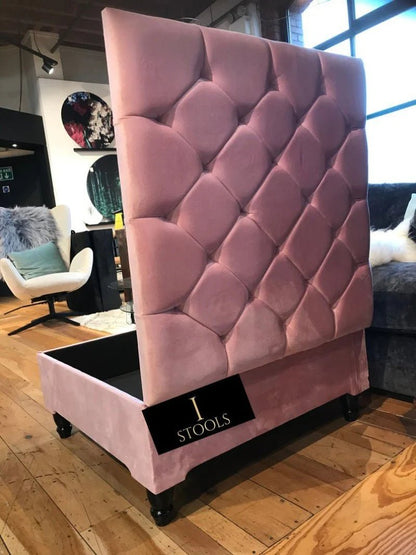 Pink Square Ottoman Storage | Pink Buttoned Footstool For Living Room - ISTOOLS
