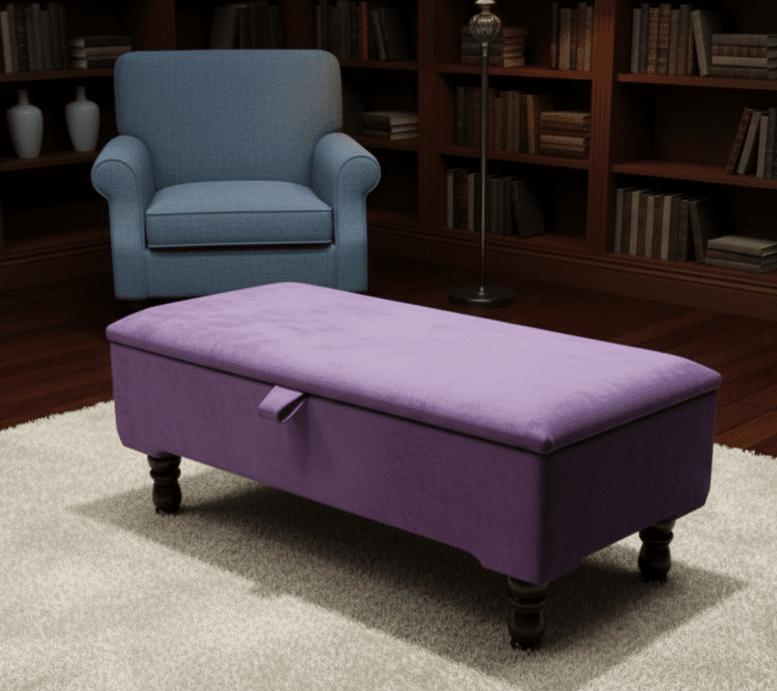 Velvet storage ottoman coffee table bench with hidden storage UK - ISTOOLS