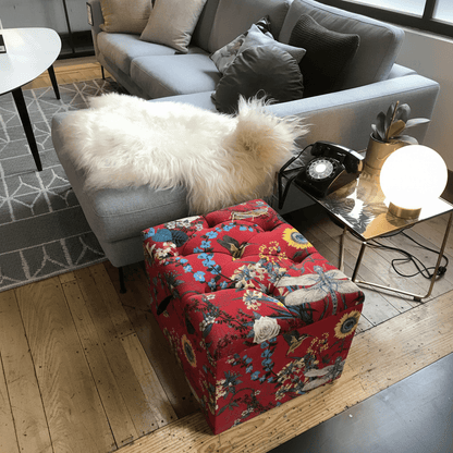 Plain Velvet Compact Square Ottoman Hand - Upholstered UK bec - ISTOOLS